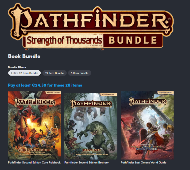 February 2023 Humble Bundle packed with Pathfinder RPG books